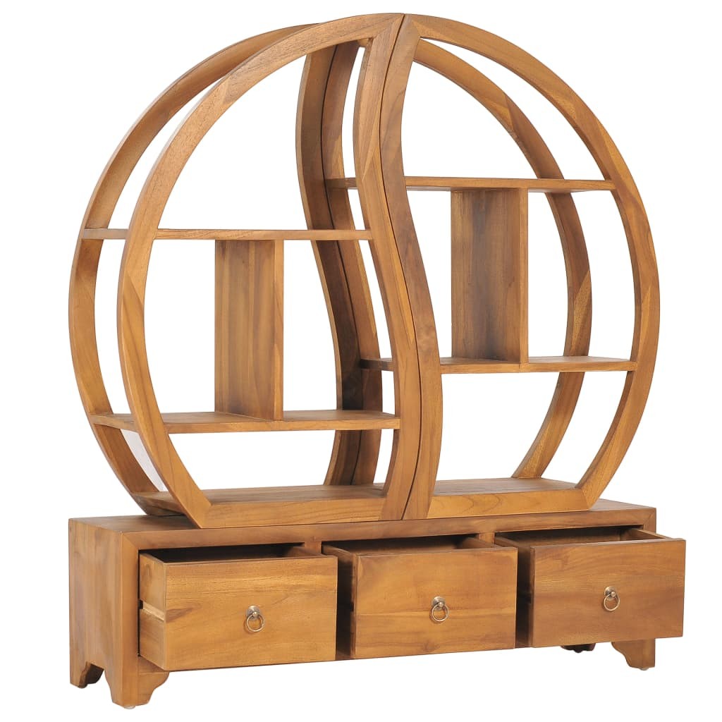 Cabinet with Yin Yang Shelf 100x26x112 cm Solid Teak Wood